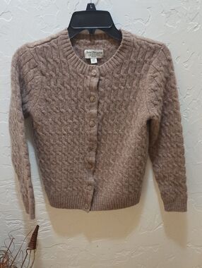 Norm Thompson Taupe Cable Knit Button Cardigan